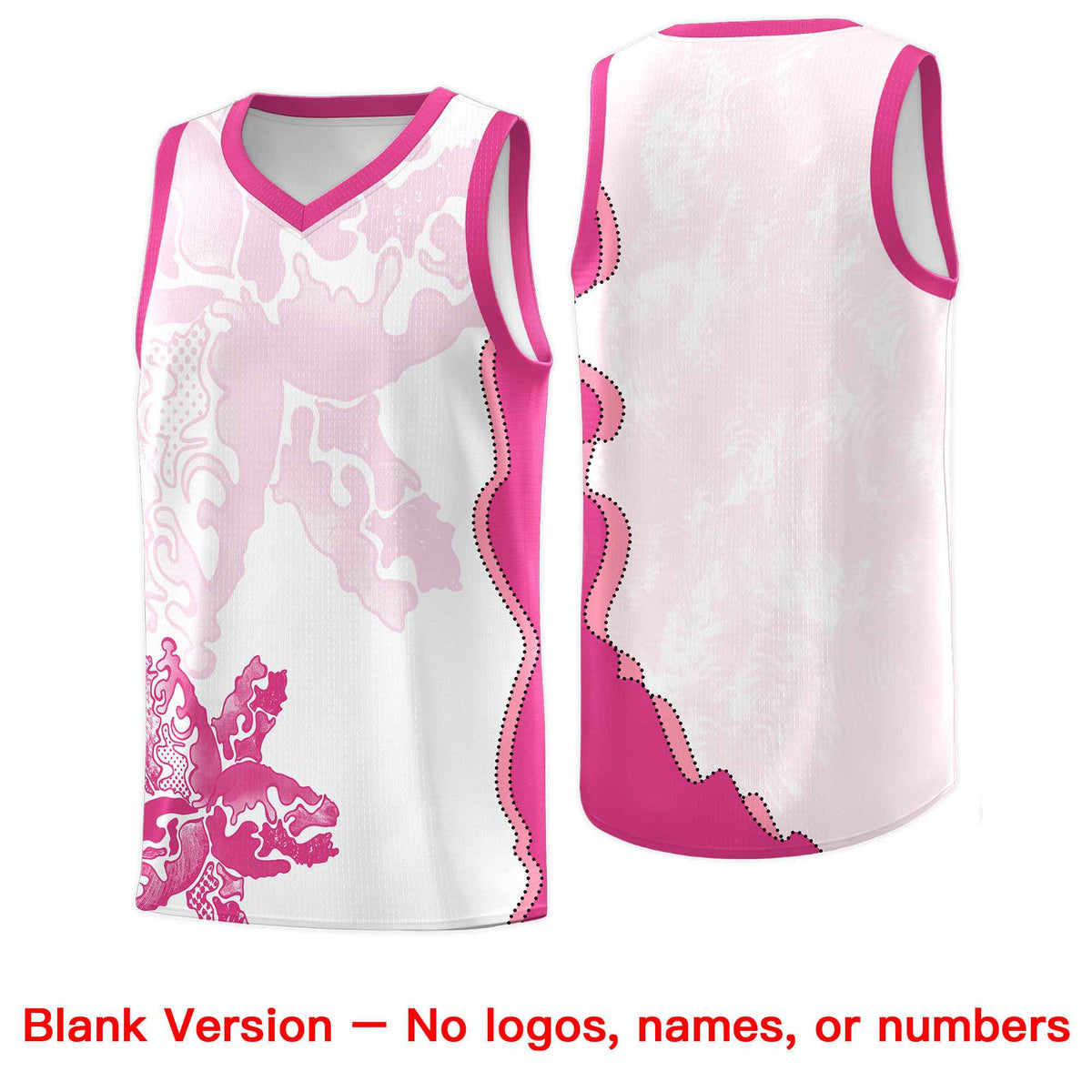 Custom White Pink Basketball Jersey - Illusion Flower Graffiti Breathable mesh Fabric