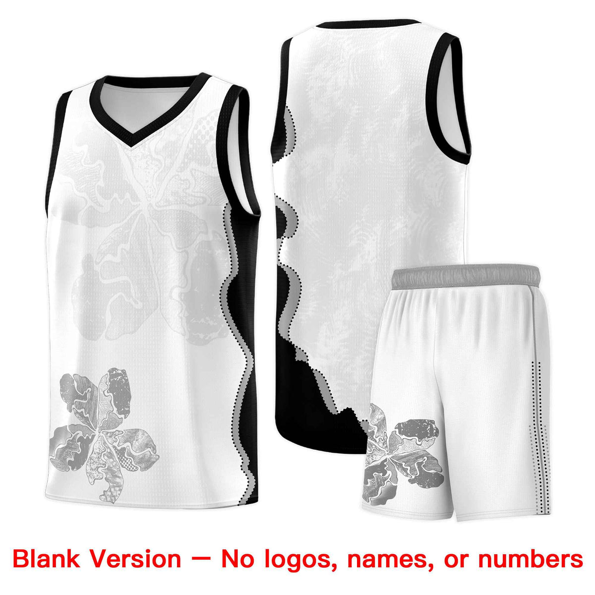 Custom White Black Basketball Jersey - Illusion Flower Graffiti Stylish Fabric