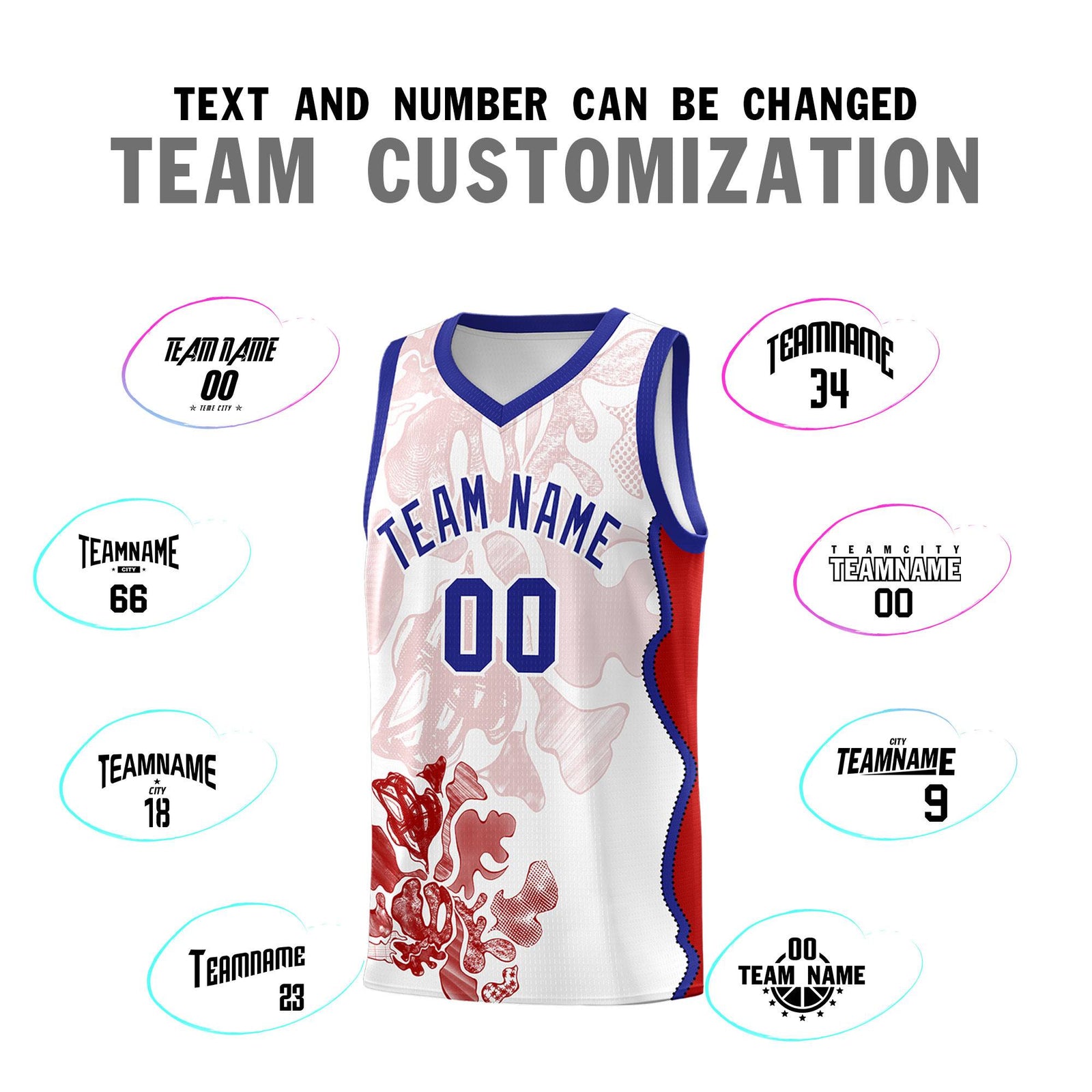 Custom White Royal Basketball Jersey - Illusion Flower Graffiti Unique Fabric
