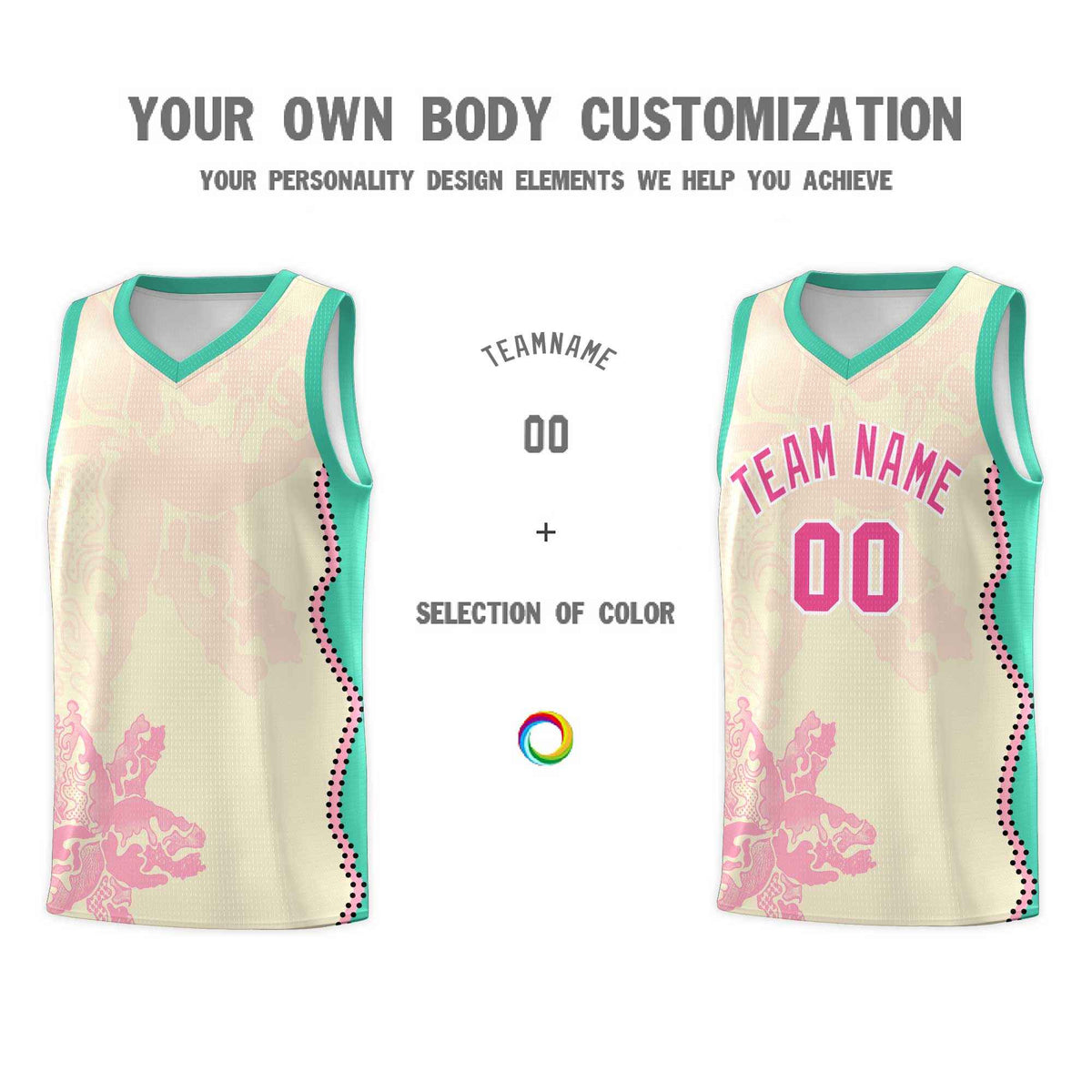 Custom Rose Red Bright Green Basketball Jersey - Illusion Flower Graffiti Stretchy Fabric