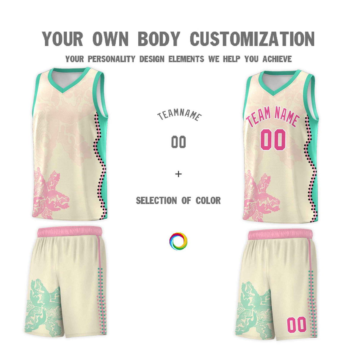 Custom Rose Red Bright Green Basketball Jersey - Illusion Flower Graffiti Stretchy Fabric