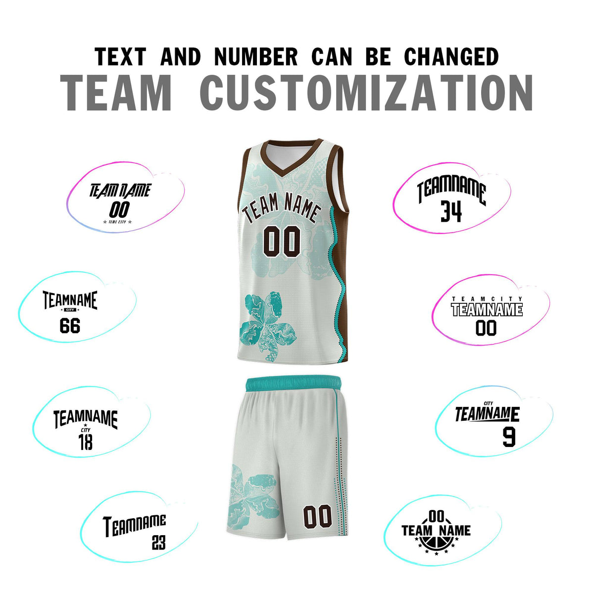 Custom Gray Brown Basketball Jersey - Illusion Flower Graffiti Quick dry Fabric