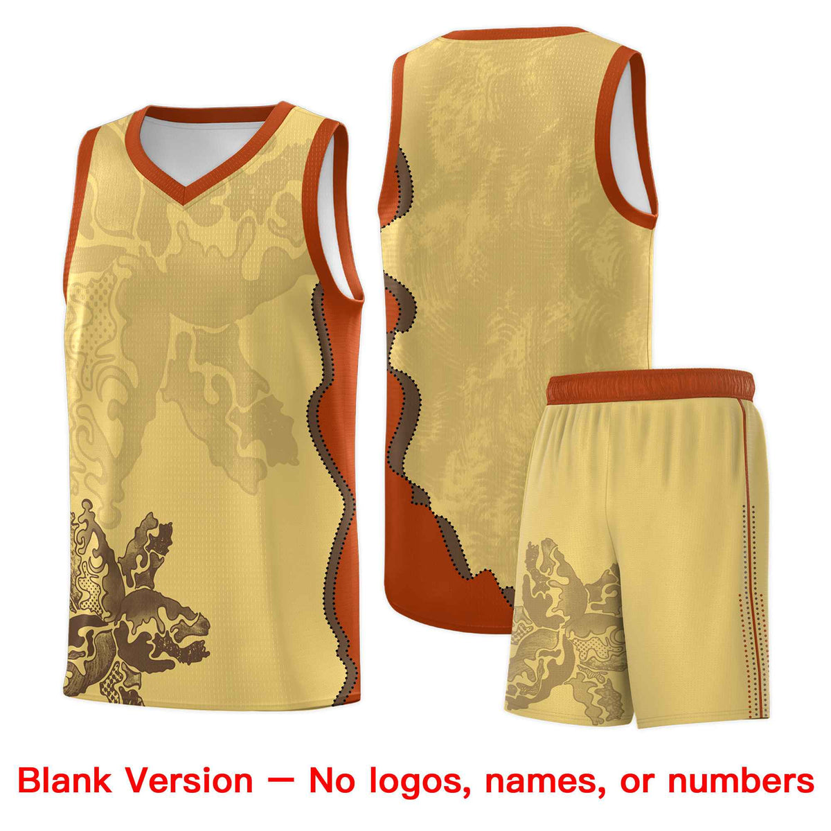 Custom Khaki Dark Orange Basketball Jersey - Illusion Flower Graffiti Unique Fabric