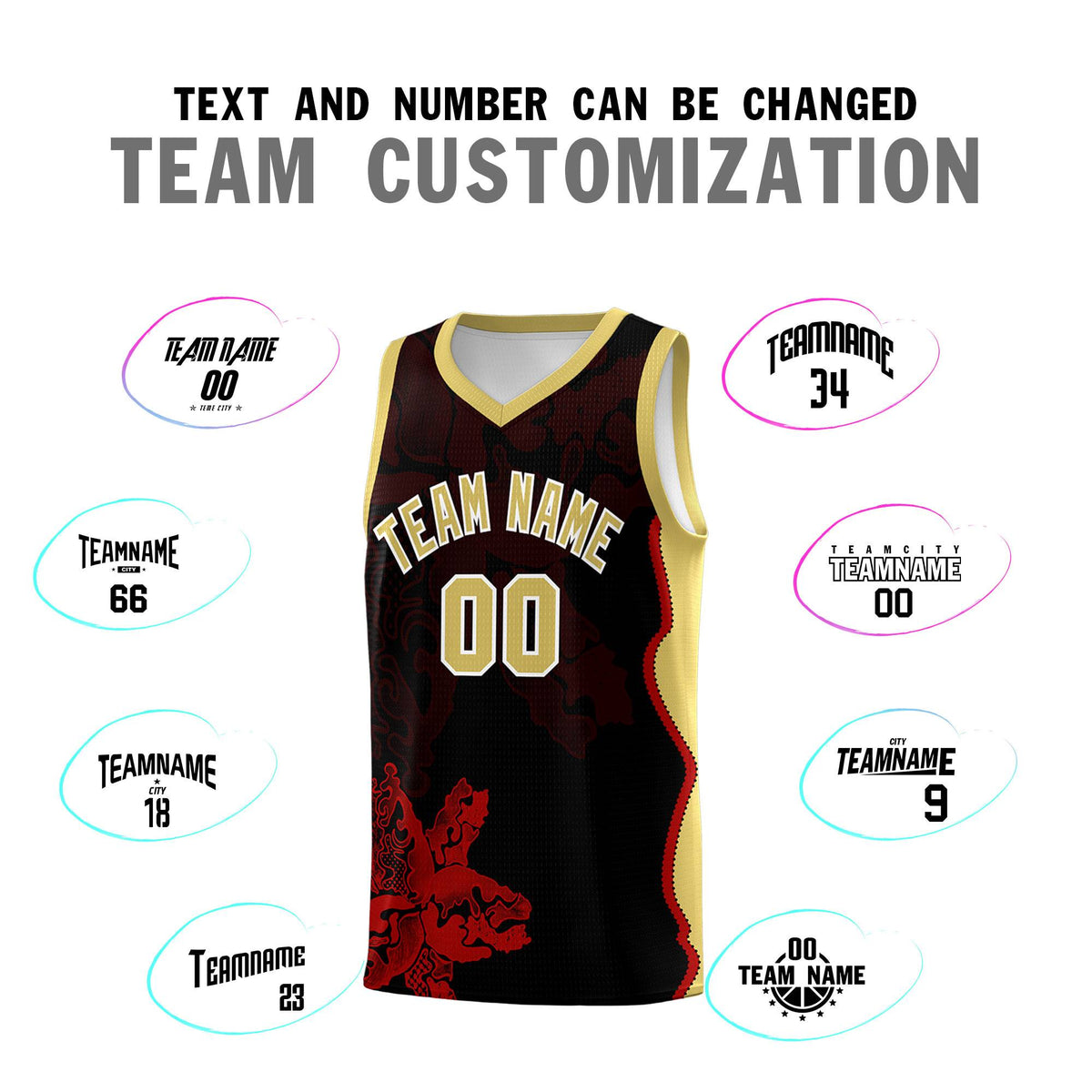 Custom Black Old Gold Basketball Jersey - Illusion Flower Graffiti Durable Fabric