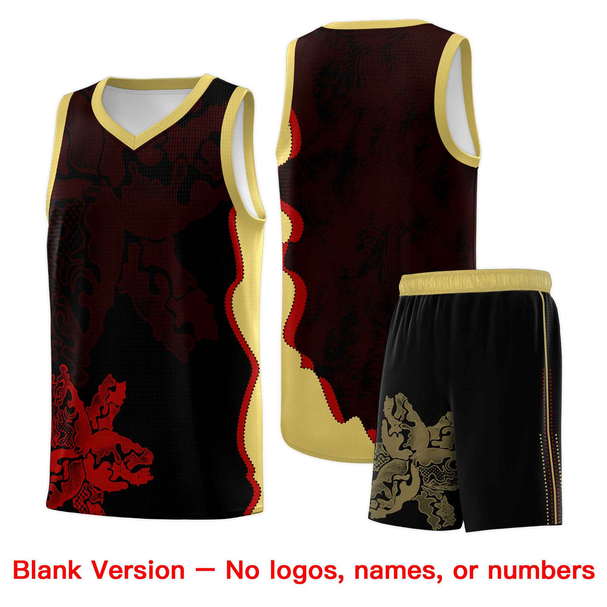 Custom Black Old Gold Basketball Jersey - Illusion Flower Graffiti Durable Fabric