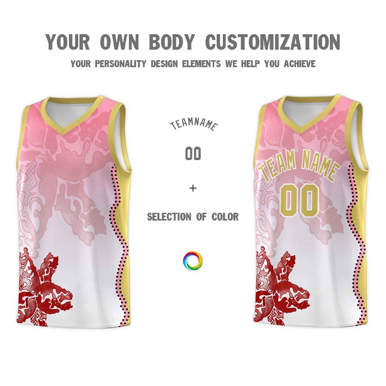 Custom White Light Pink Basketball Jersey - Illusion Flower Gradient Lightweight Fabric