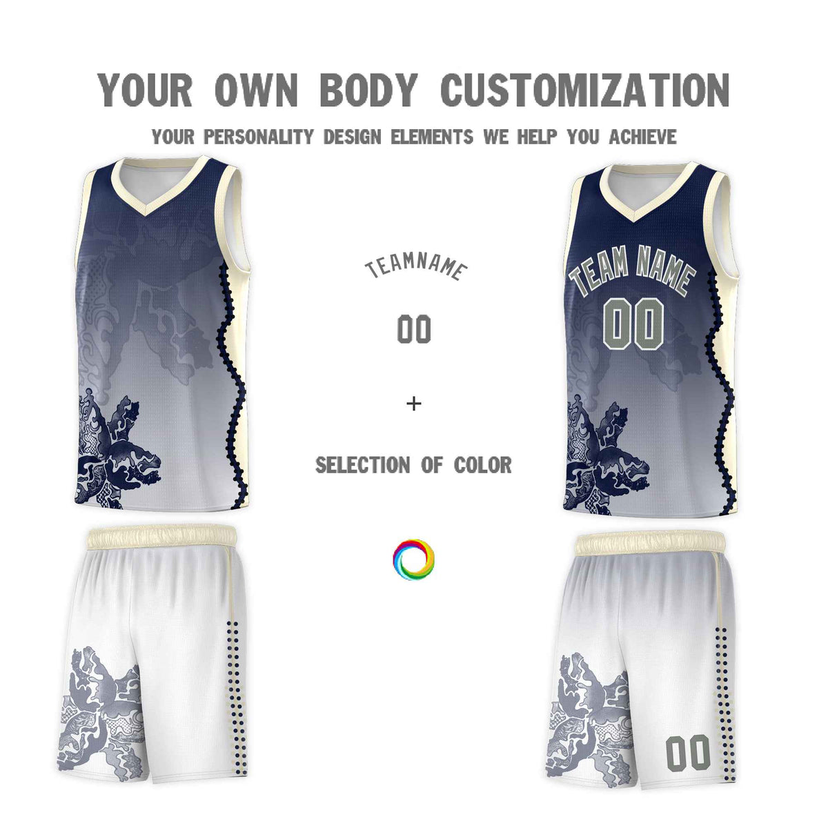 Custom Gray Green Basketball Jersey - Illusion Flower Gradient Stylish Fabric