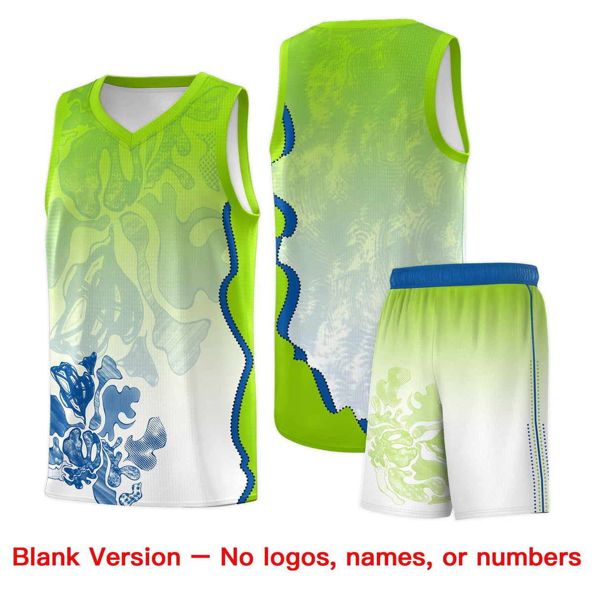 Custom Neon Green Royal Basketball Jersey - Illusion Flower Gradient Moisture-wicking Fabric