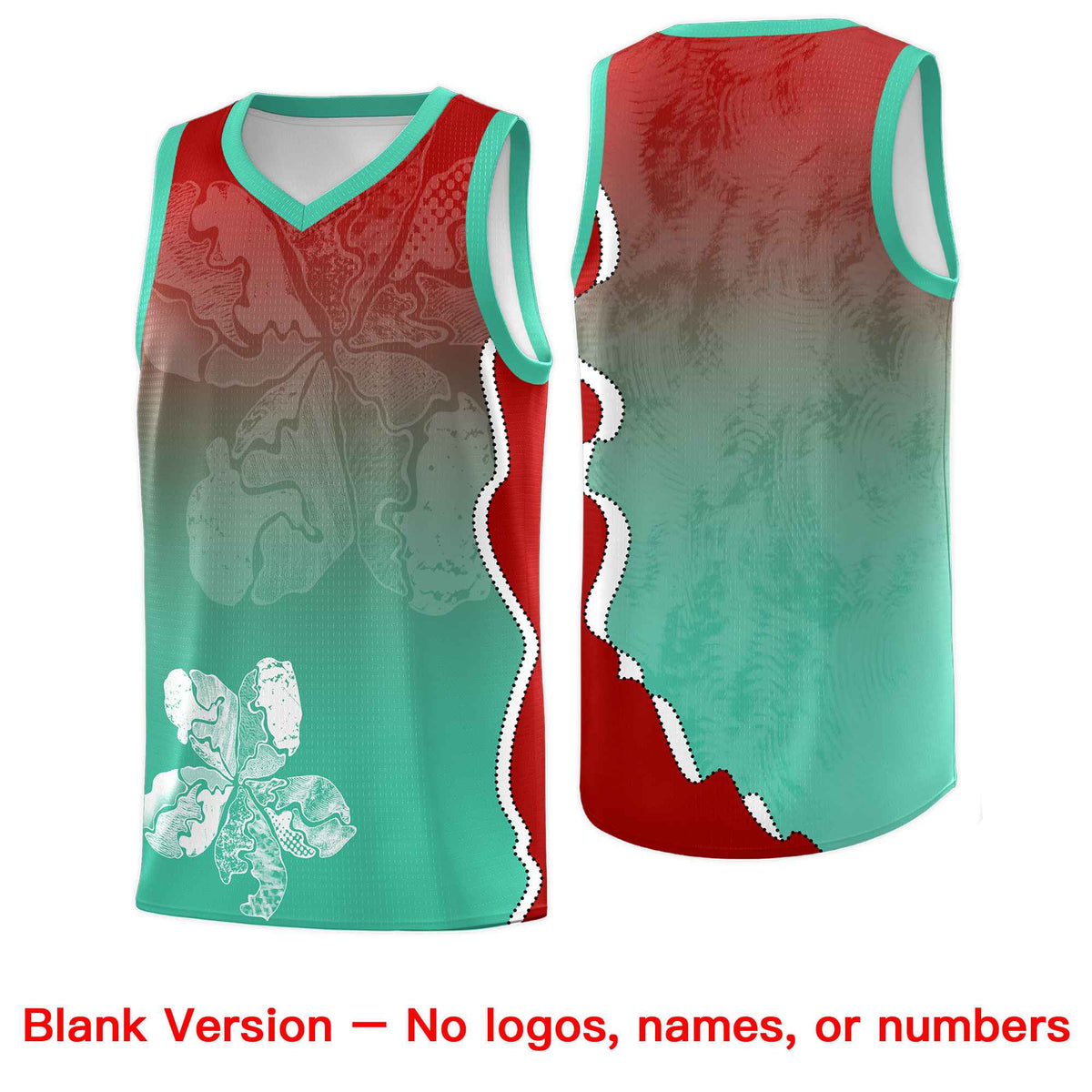 Custom Bright Green Red Basketball Jersey - Illusion Flower Gradient Durable Fabric