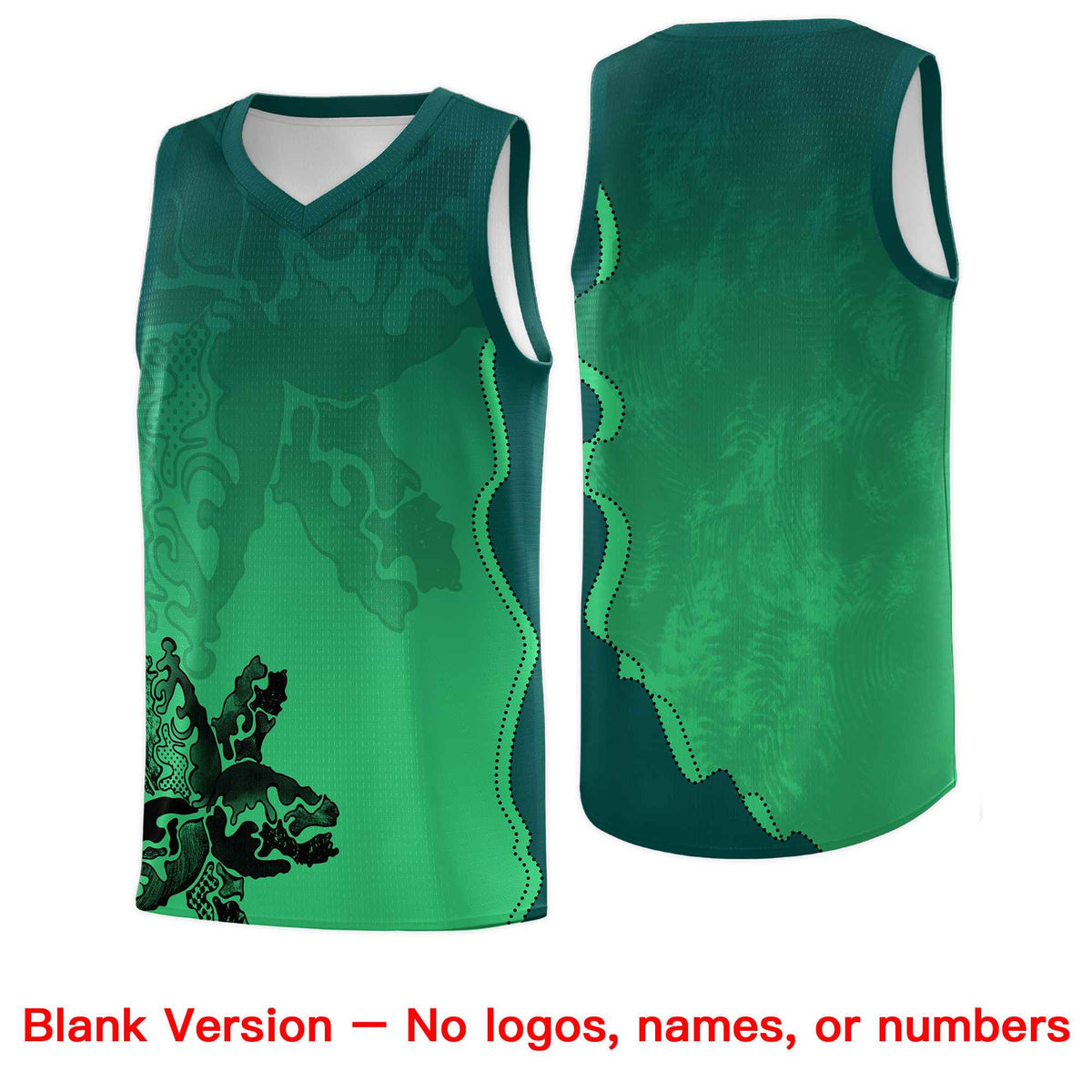 Custom Bright Green Midnight Green Basketball Jersey - Illusion Flower Gradient Moisture wicking Fabric