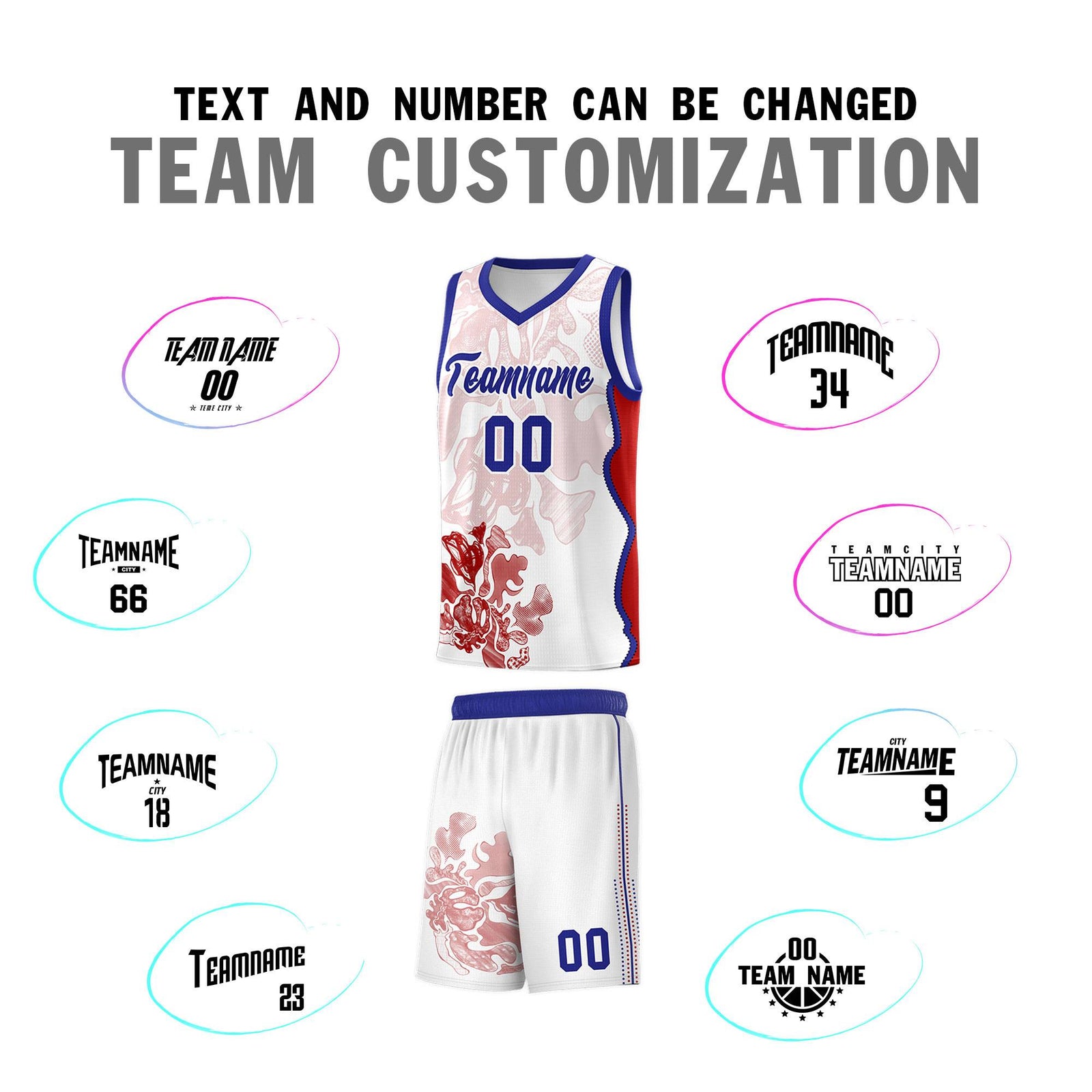 Custom White Royal Basketball Jersey - Illusion Flower Graffiti Unique Fabric