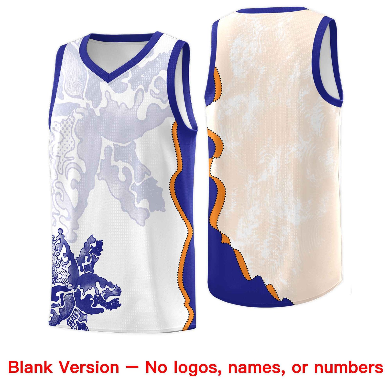 Custom White Royal Basketball Jersey - Illusion Flower Graffiti Breathable Fabric