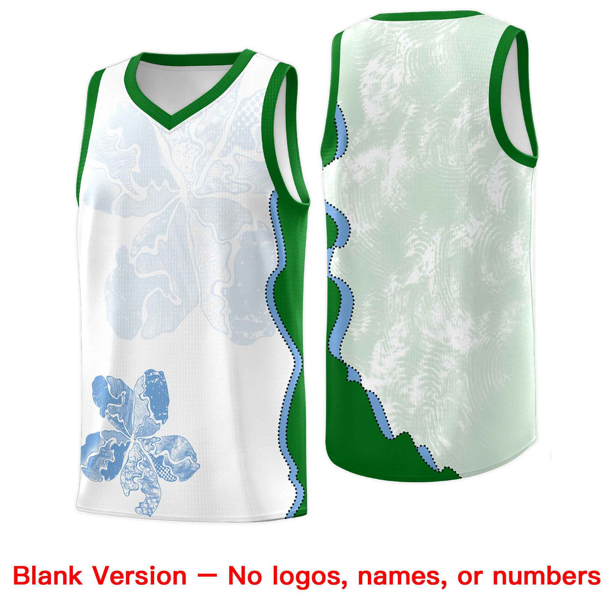 Custom White Kelly Green Basketball Jersey - Illusion Flower Graffiti Moisture wicking Fabric