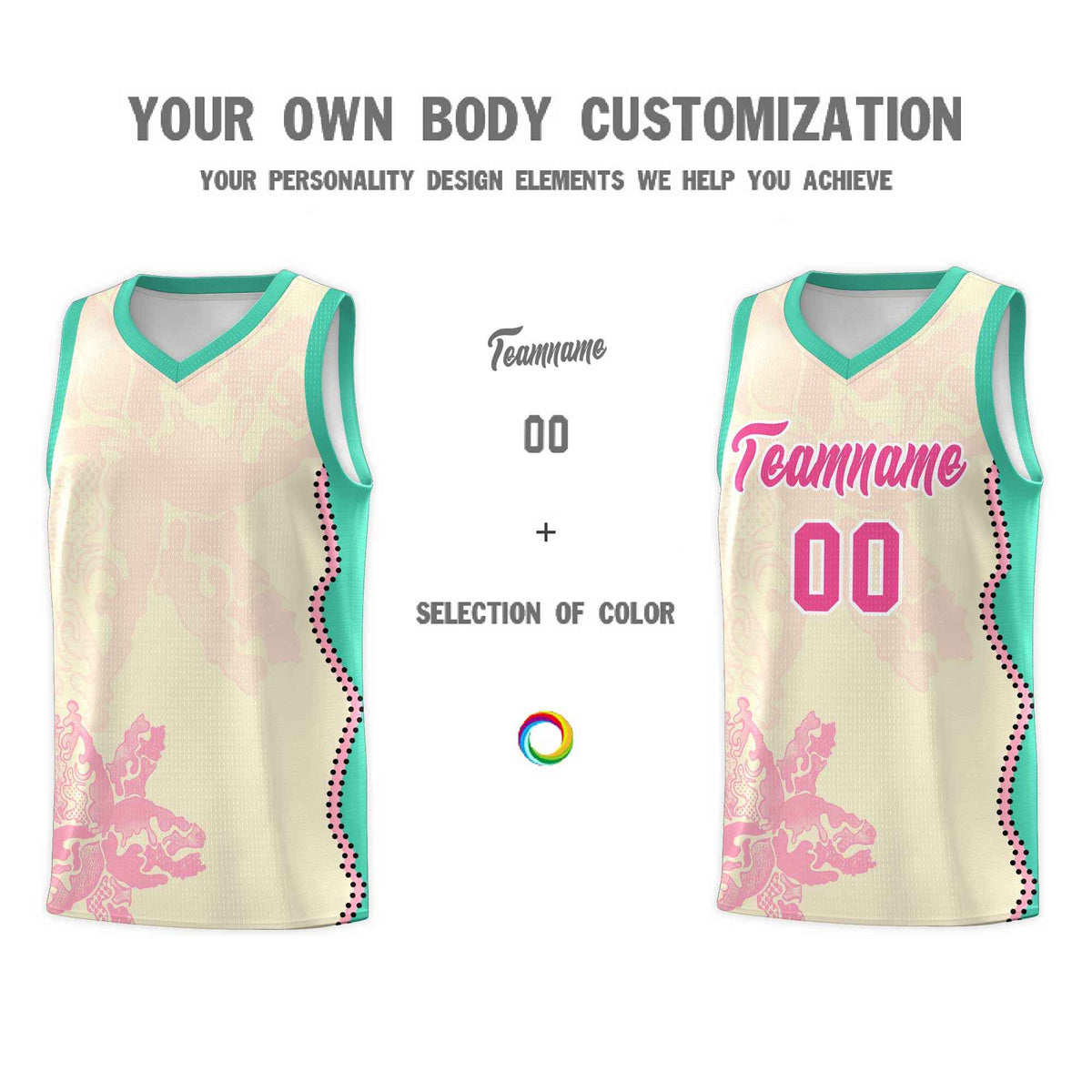 Custom Rose Red Bright Green Basketball Jersey - Illusion Flower Graffiti Stretchy Fabric