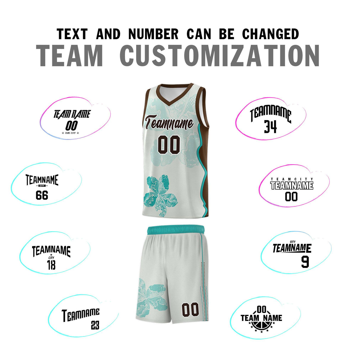 Custom Gray Brown Basketball Jersey - Illusion Flower Graffiti Quick dry Fabric