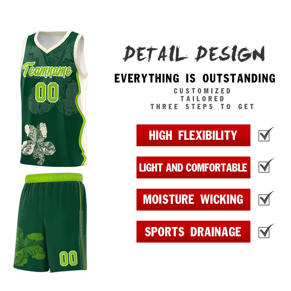 Custom Green Cream Basketball Jersey - Illusion Flower Graffiti Breathable Fabric