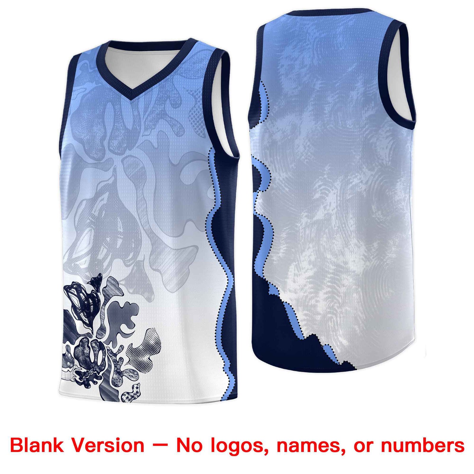 Custom White Navy Basketball Jersey - Illusion Flower Gradient Moisture wicking Fabric