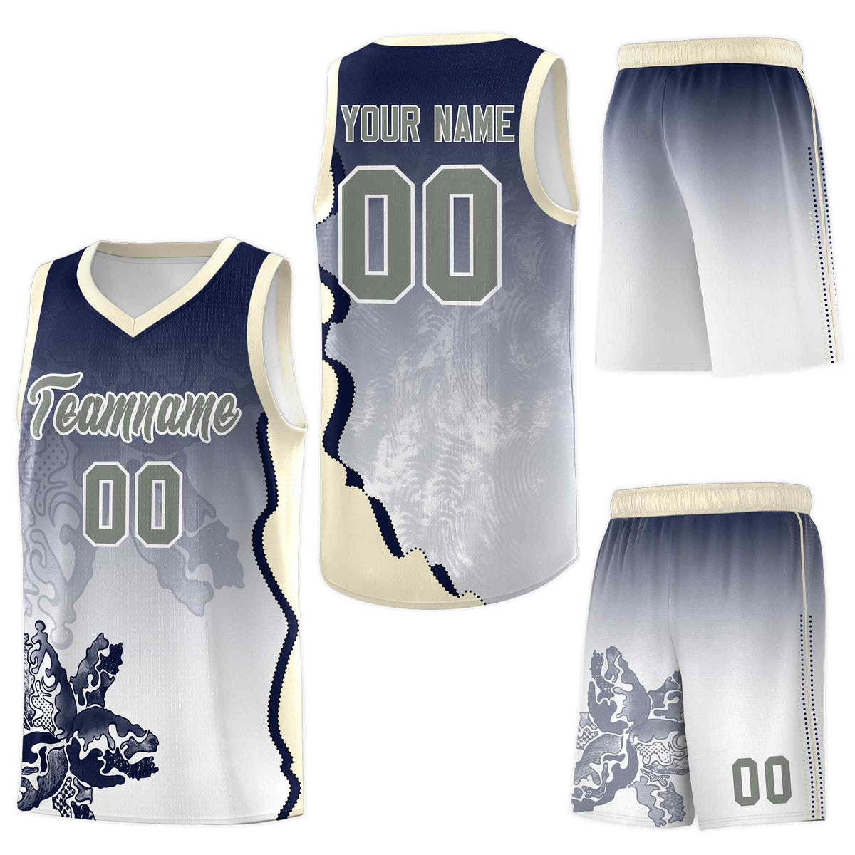 Custom Gray Green Basketball Jersey - Illusion Flower Gradient Lightweight