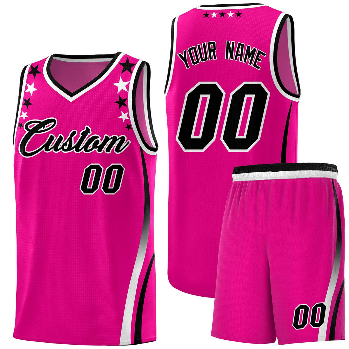 Custom Red Shoulders Star Pattern Side Color Block Sports Uniform Basketball Jersey