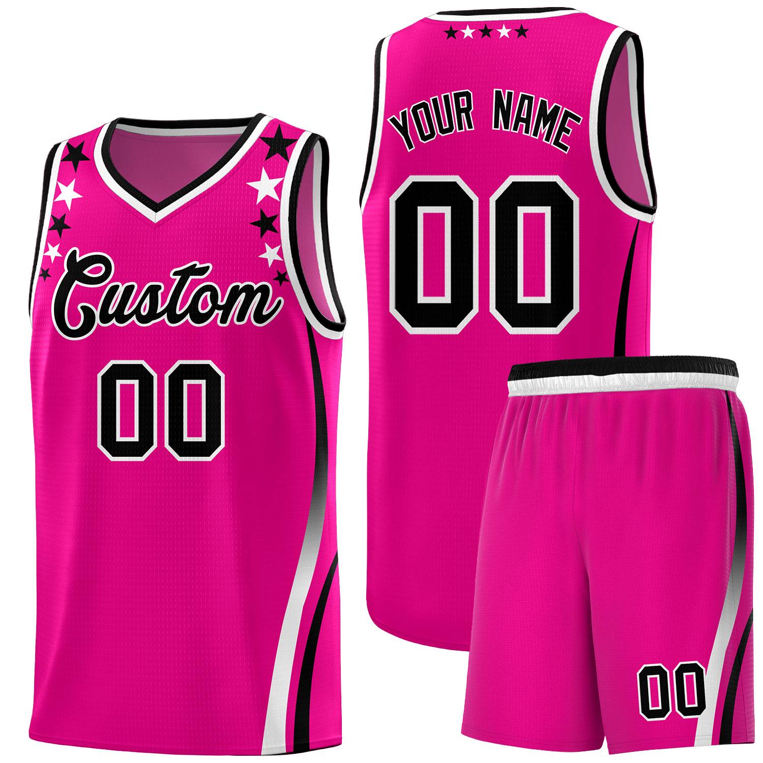Custom Red Shoulders Star Pattern Side Color Block Sports Uniform Basketball Jersey