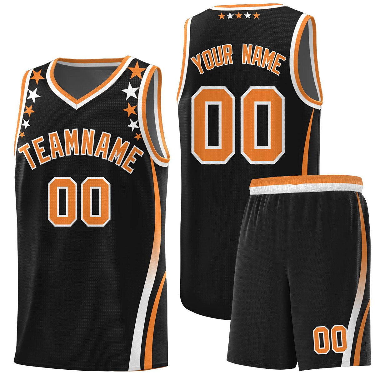 Custom Black Shoulders Star Pattern Side Color Block Sports Uniform Basketball Jersey
