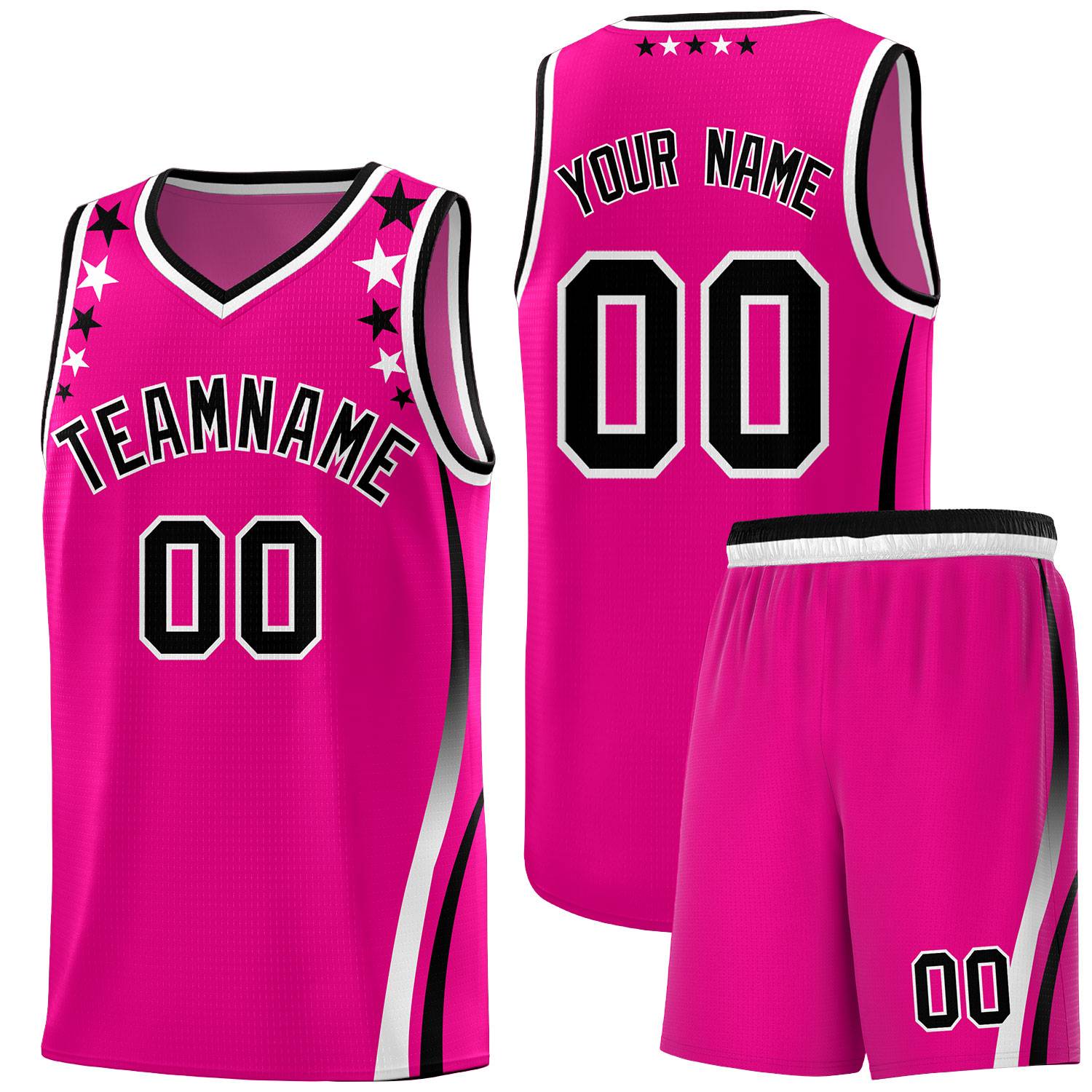 Custom Red Shoulders Star Pattern Side Color Block Sports Uniform Basketball Jersey