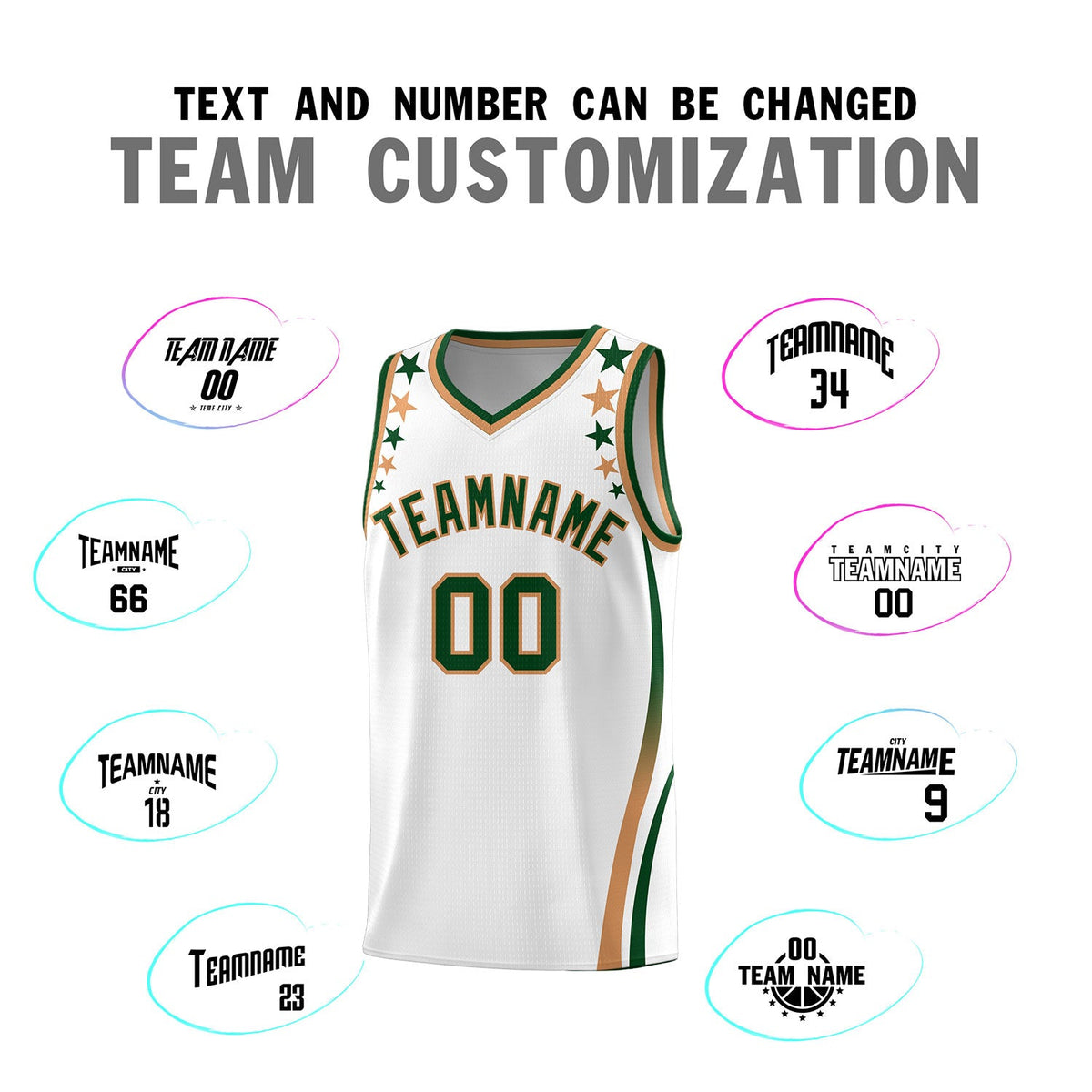 Custom White Shoulders Star Pattern Side Color Block Sports Uniform Basketball Jersey