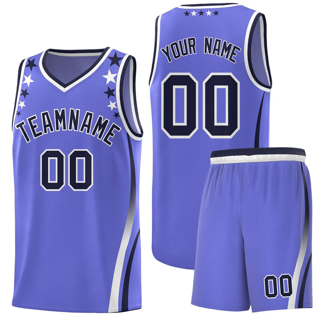 Custom Purple Shoulders Star Pattern Side Color Block Sports Uniform Basketball Jersey