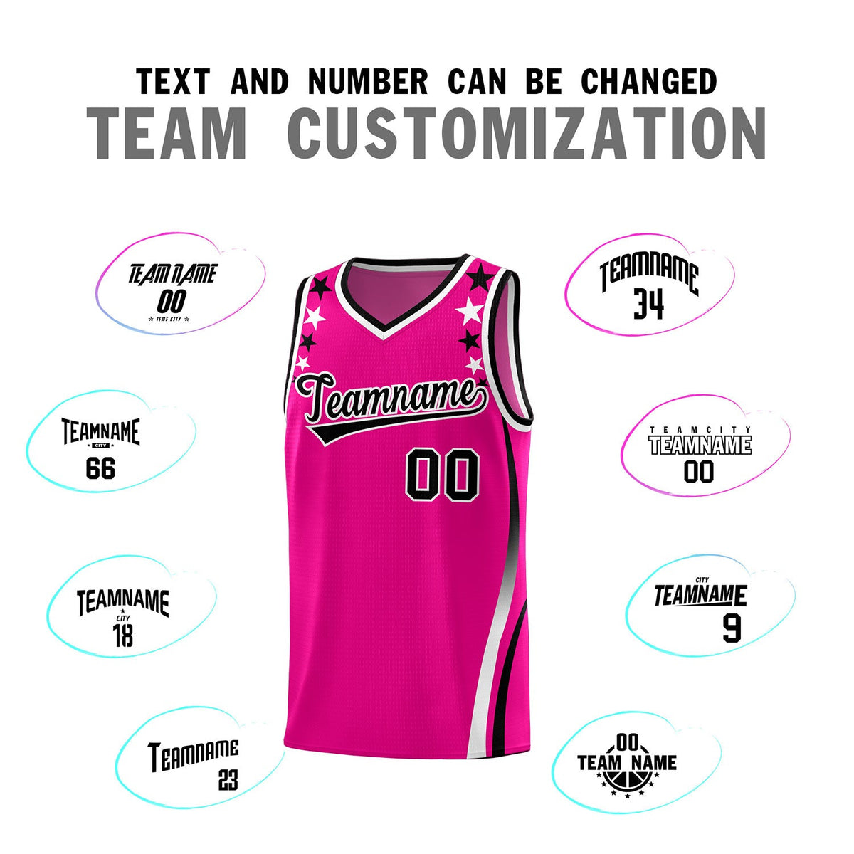 Custom Red Shoulders Star Pattern Side Color Block Sports Uniform Basketball Jersey