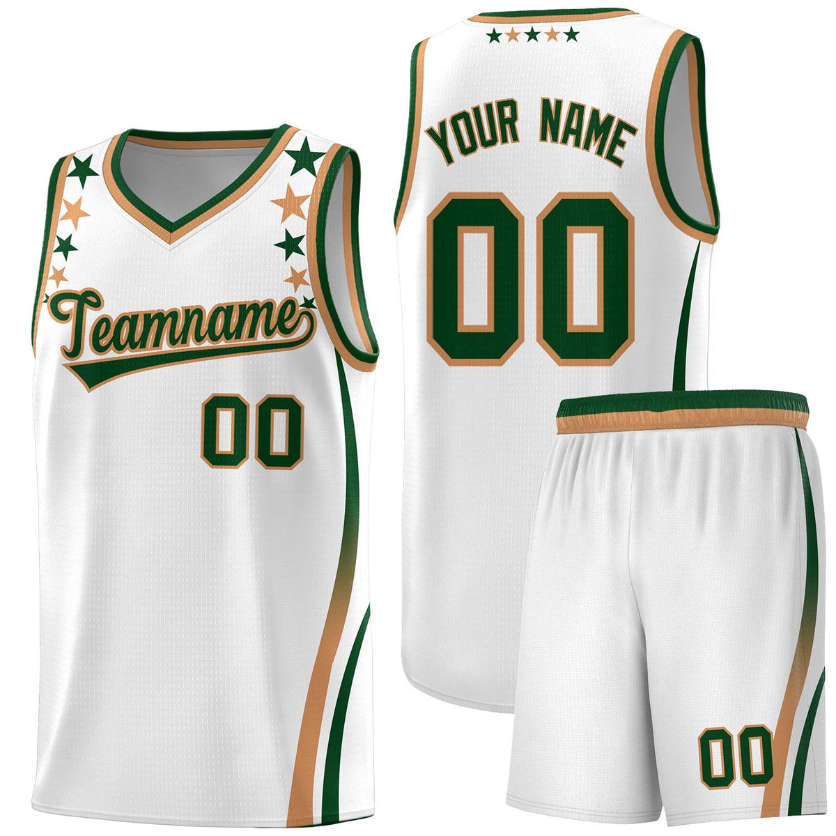 Custom White Shoulders Star Pattern Side Color Block Sports Uniform Basketball Jersey
