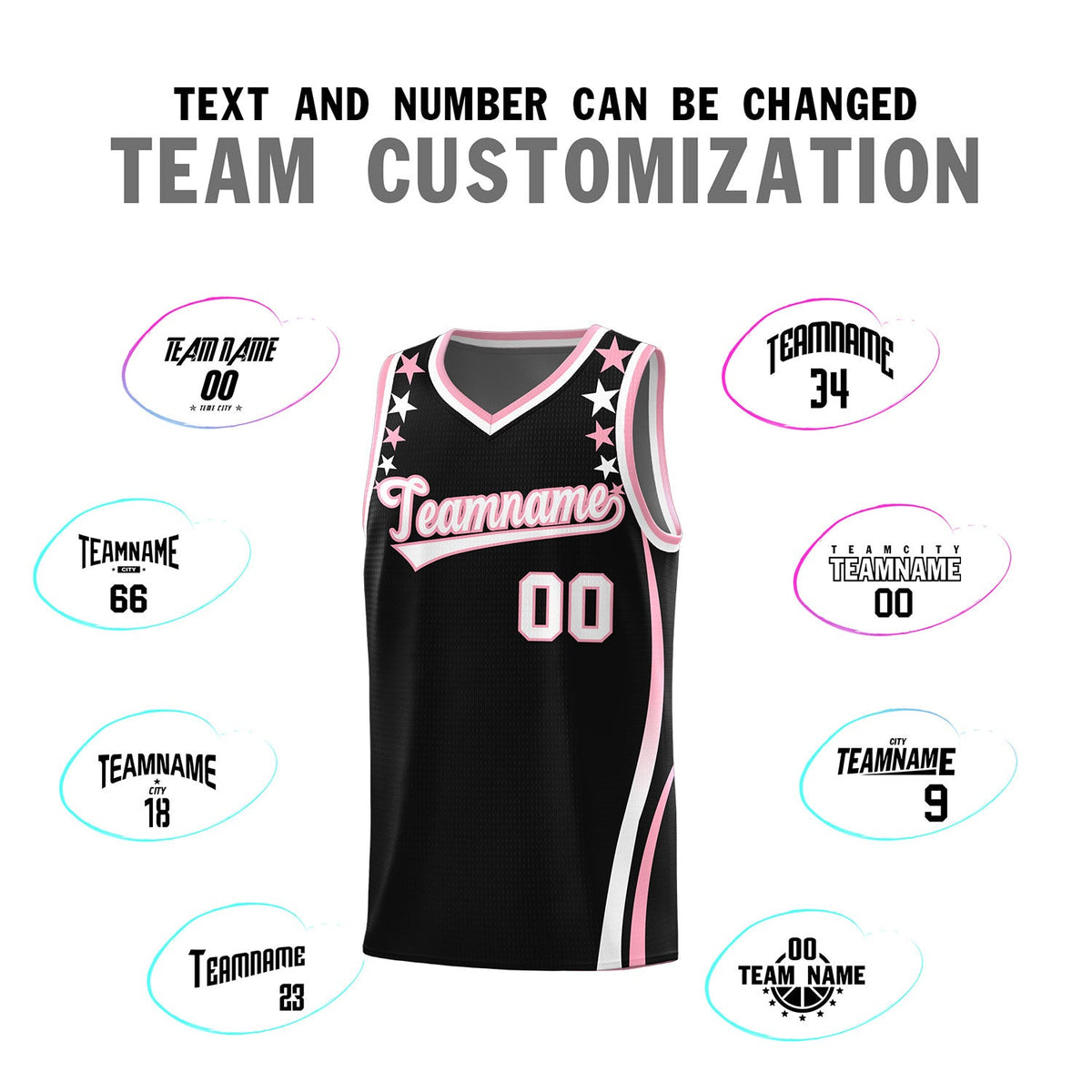 Custom Black Shoulders Star Pattern Side Color Block Sports Uniform Basketball Jersey