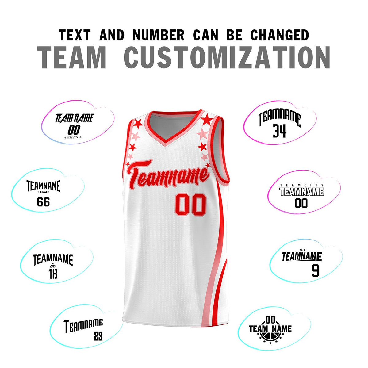 Custom White Shoulders Star Pattern Side Color Block Sports Uniform Basketball Jersey