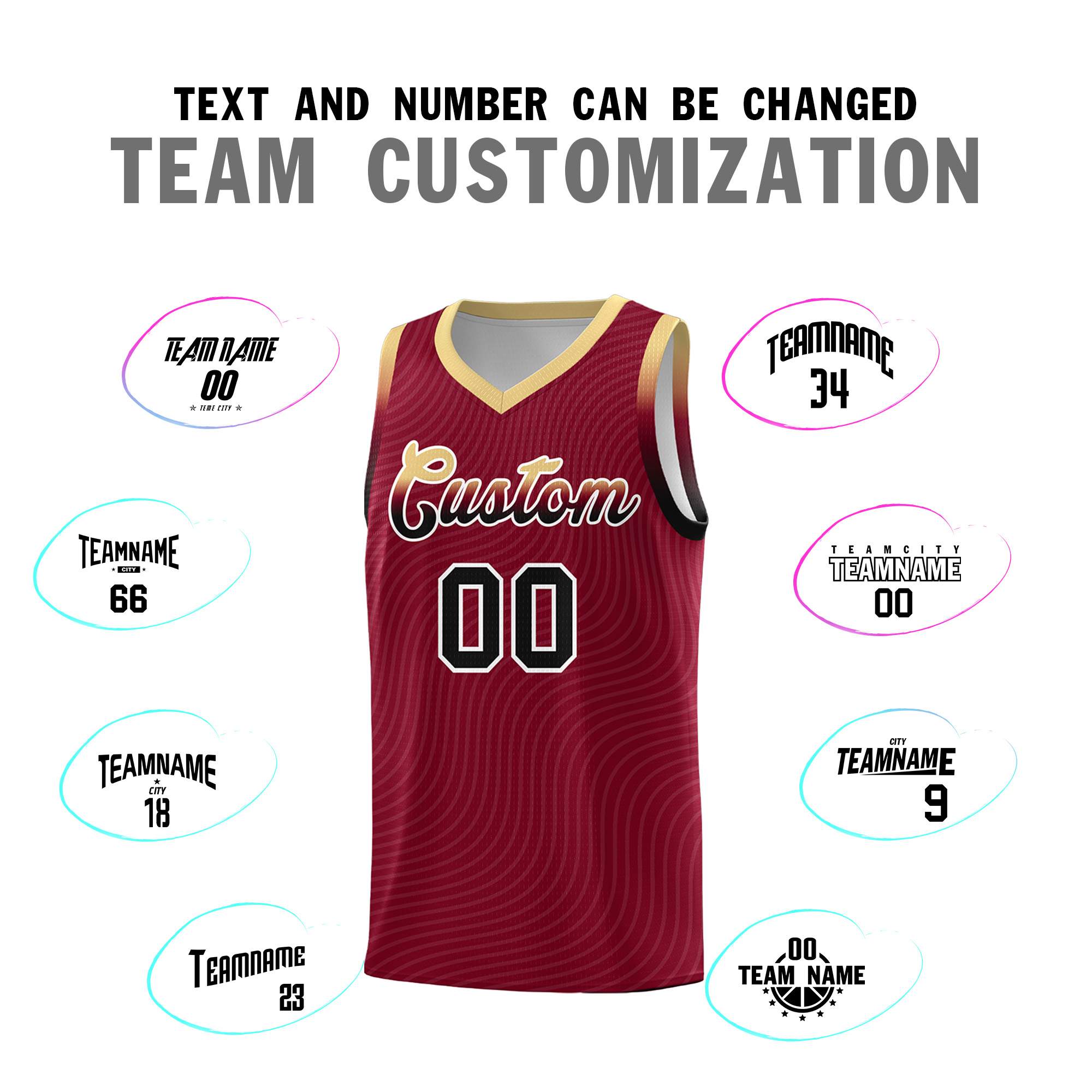Custom Crimson Khaki Wave Pattern Sports Uniform Basketball Jersey