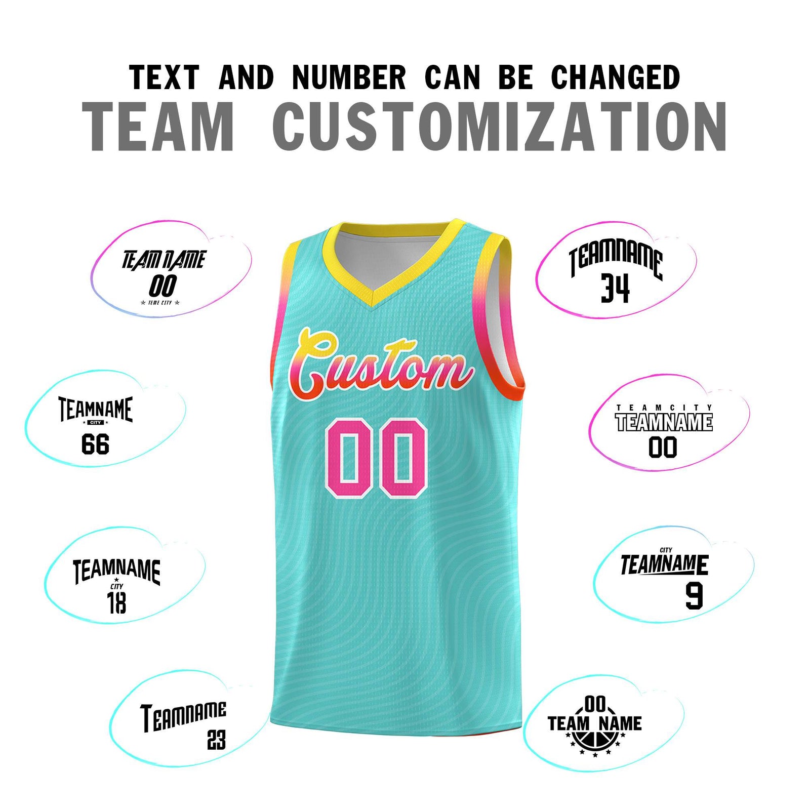 Custom Bright Green Gold Wave Pattern Sports Uniform Basketball Jersey