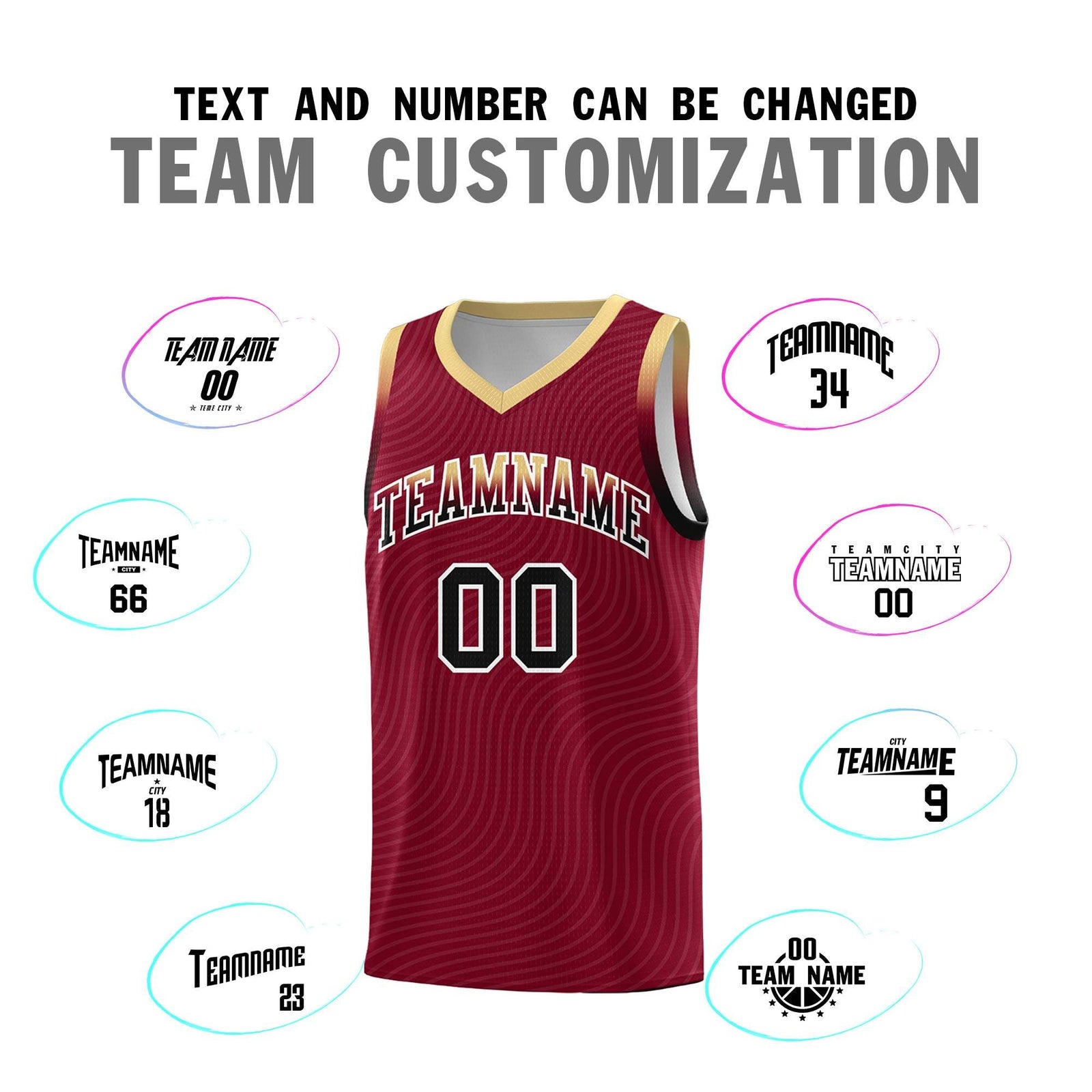 Custom Crimson Khaki Wave Pattern Sports Uniform Basketball Jersey