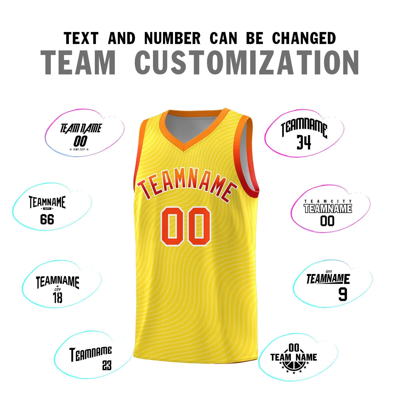 Custom Gold Orange Wave Pattern Sports Uniform Basketball Jersey