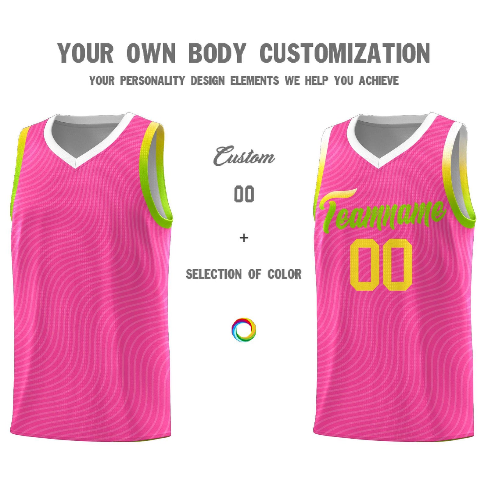 Custom Pink White Wave Pattern Sports Uniform Basketball Jersey