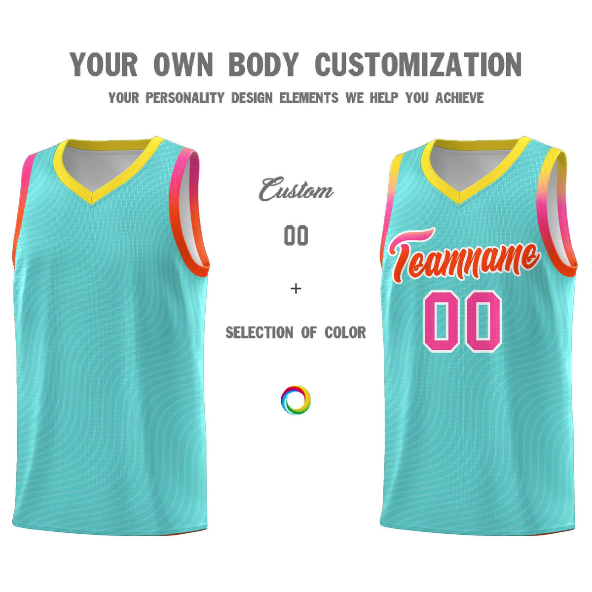Custom Bright Green Gold Wave Pattern Sports Uniform Basketball Jersey