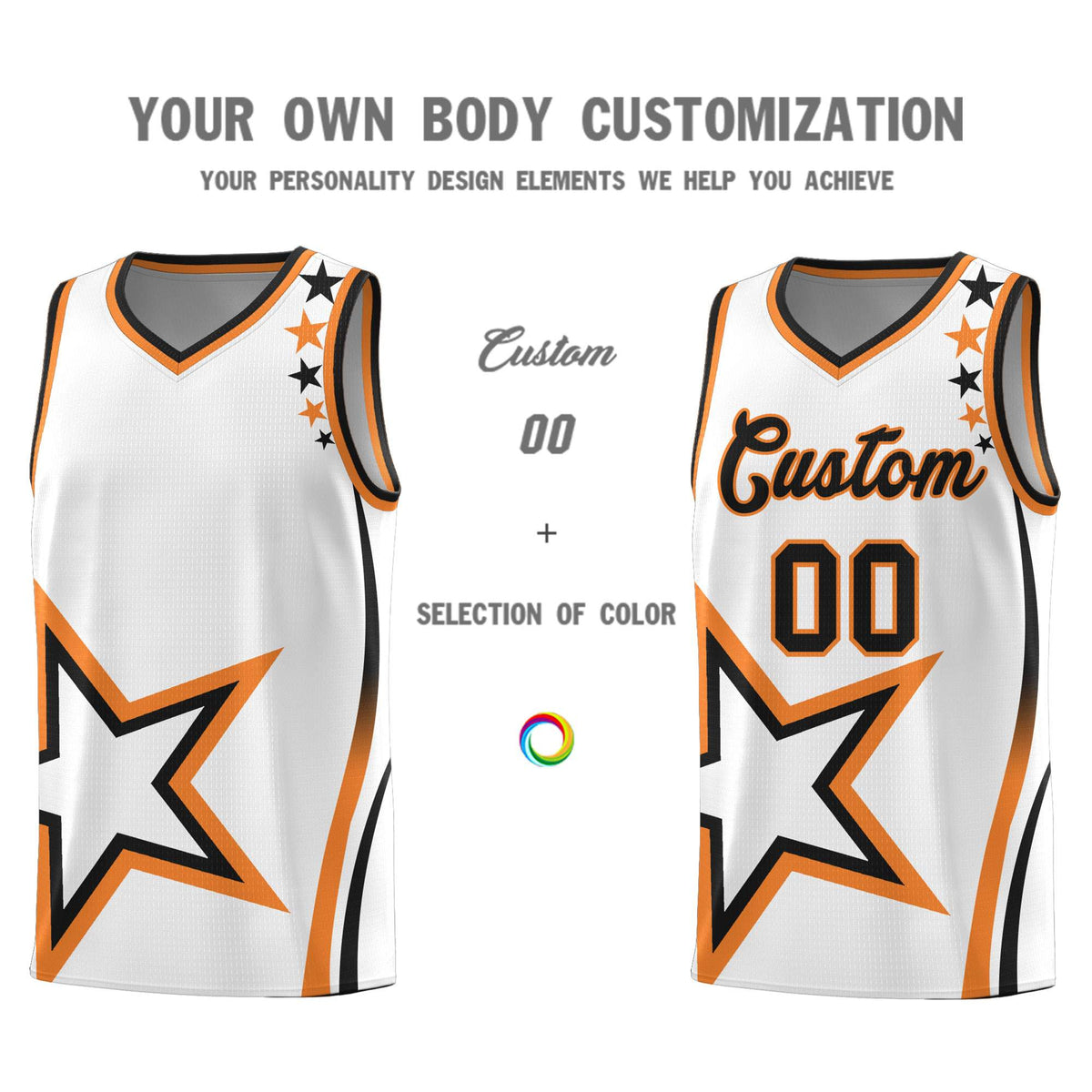 Custom White Shoulder Stars Graffiti Pattern Sets Basketball Jersey