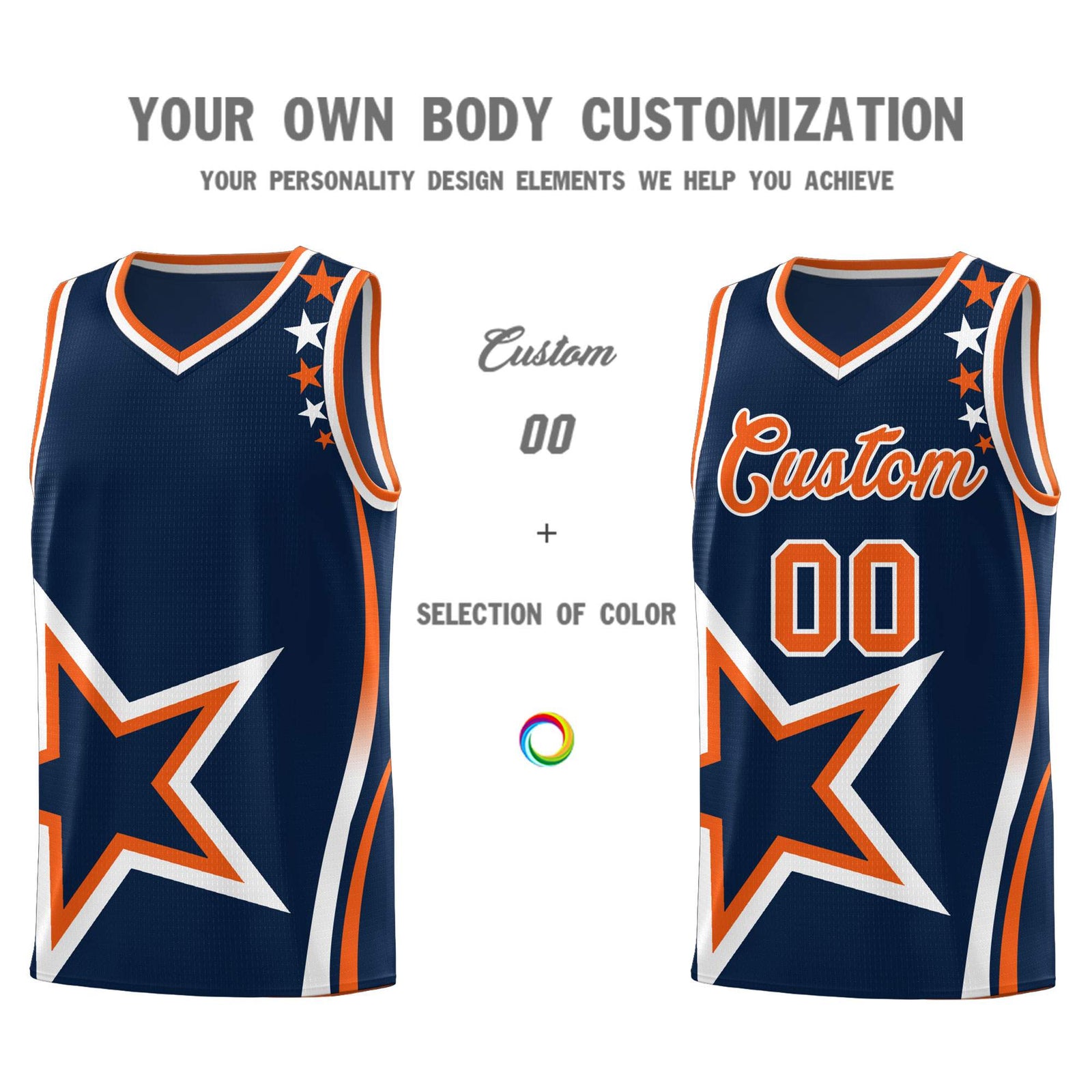 Custom Navy Shoulder Stars Graffiti Pattern Sets Basketball Jersey