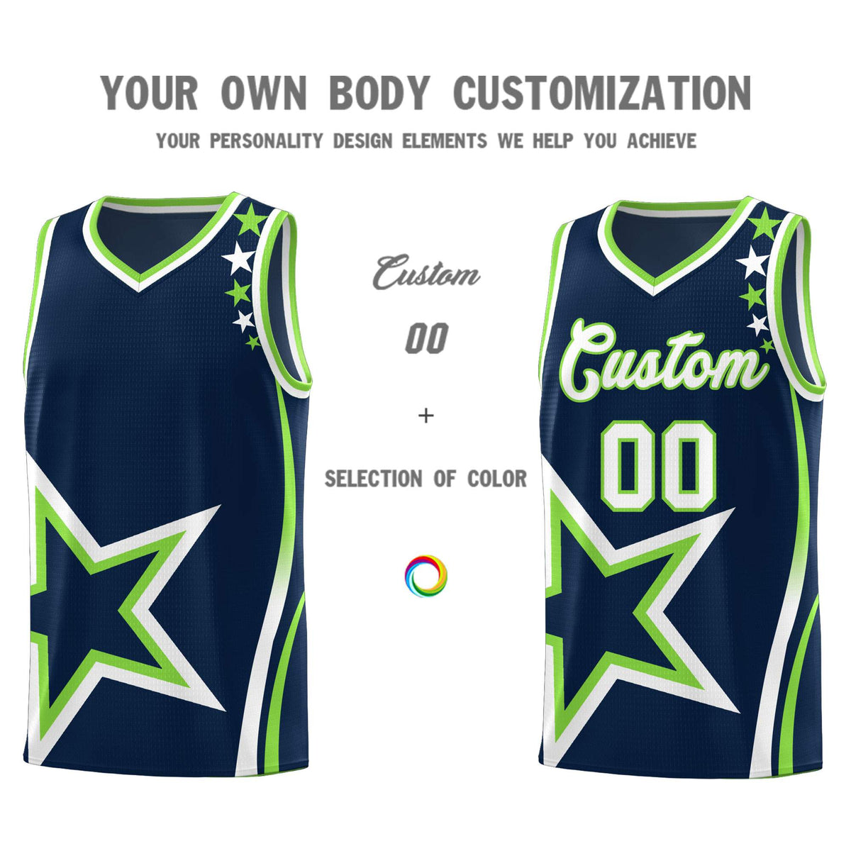 Custom Navy Shoulder Stars Graffiti Pattern Sets Basketball Jersey