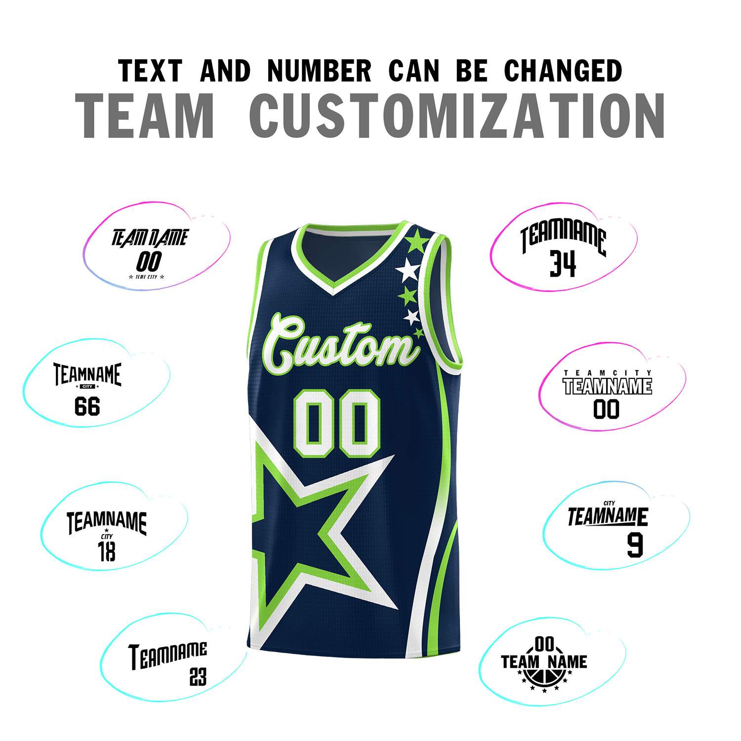 Custom Navy Shoulder Stars Graffiti Pattern Sets Basketball Jersey