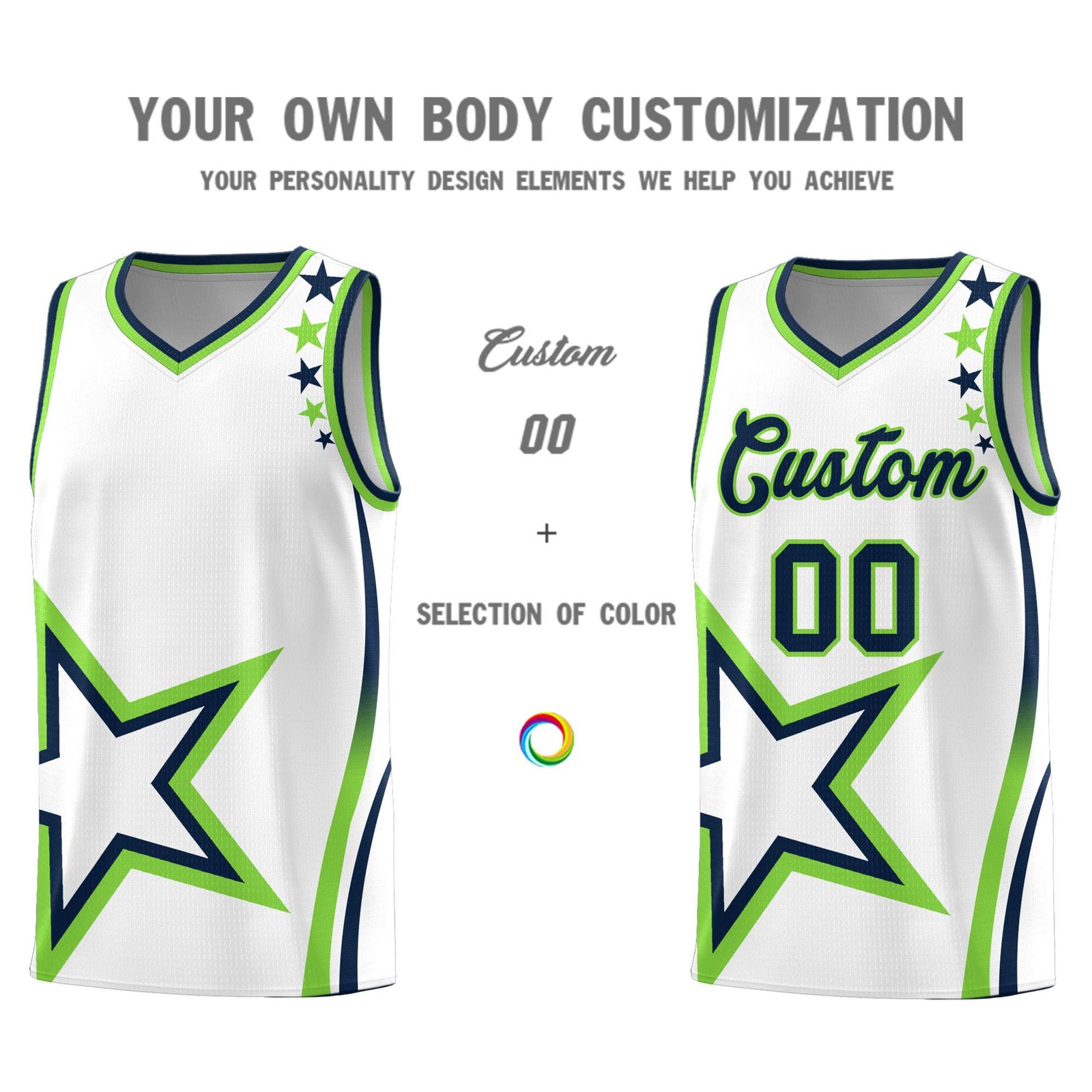 Custom White Shoulder Stars Graffiti Pattern Sets Basketball Jersey