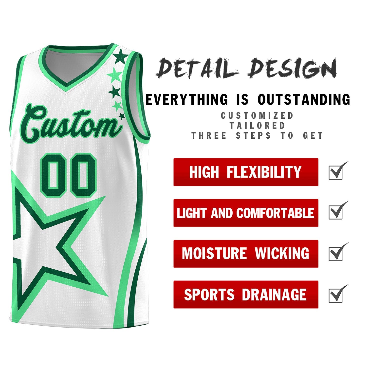 Custom White Shoulder Stars Graffiti Pattern Sets Basketball Jersey
