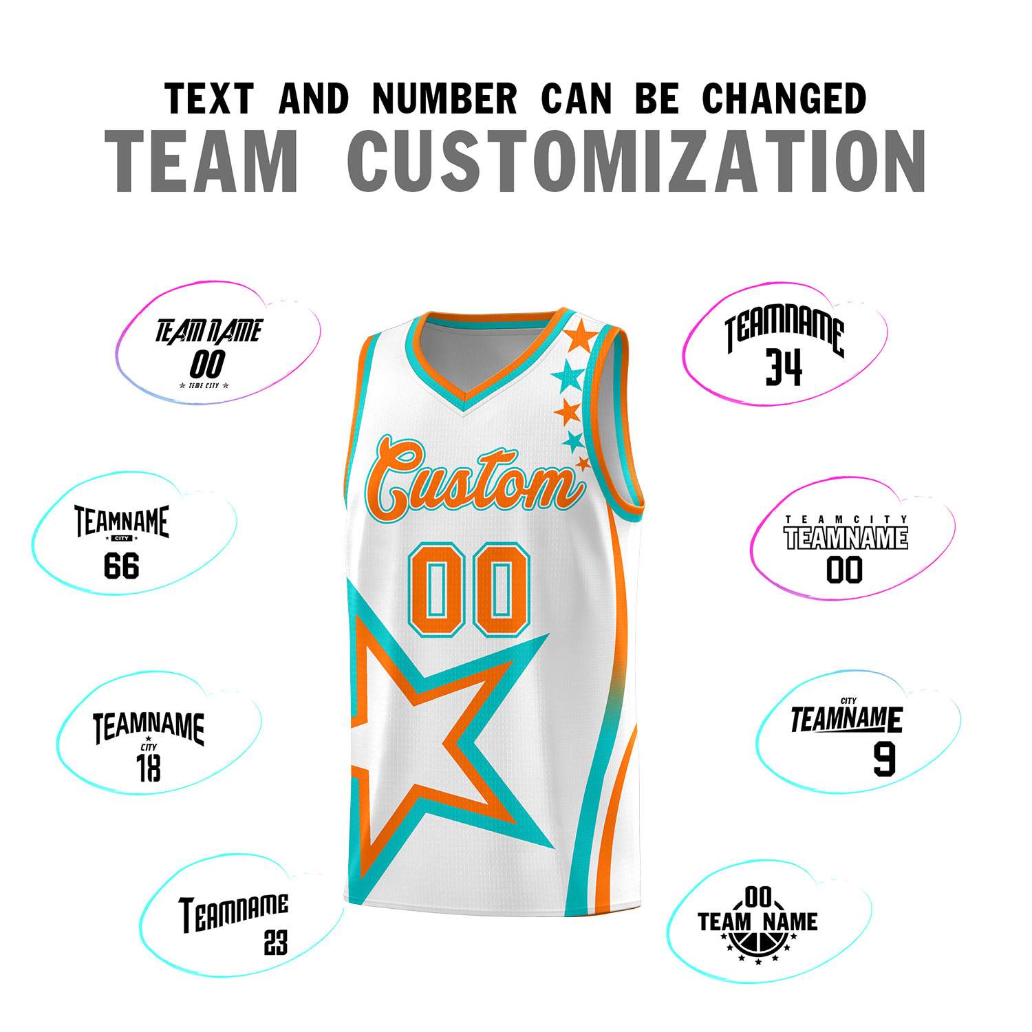 Custom White Shoulder Stars Graffiti Pattern Sets Basketball Jersey