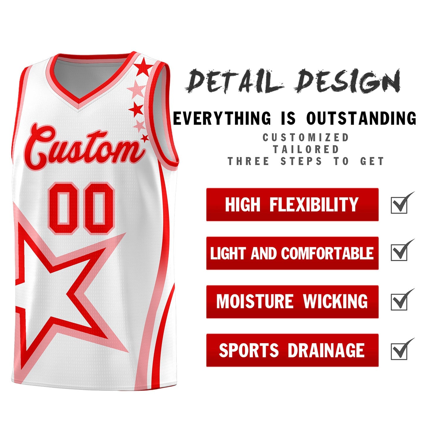 Custom White Shoulder Stars Graffiti Pattern Sets Basketball Jersey