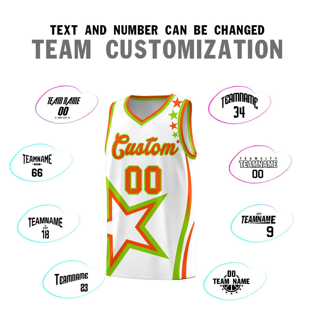 Custom White Shoulder Stars Graffiti Pattern Sets Basketball Jersey