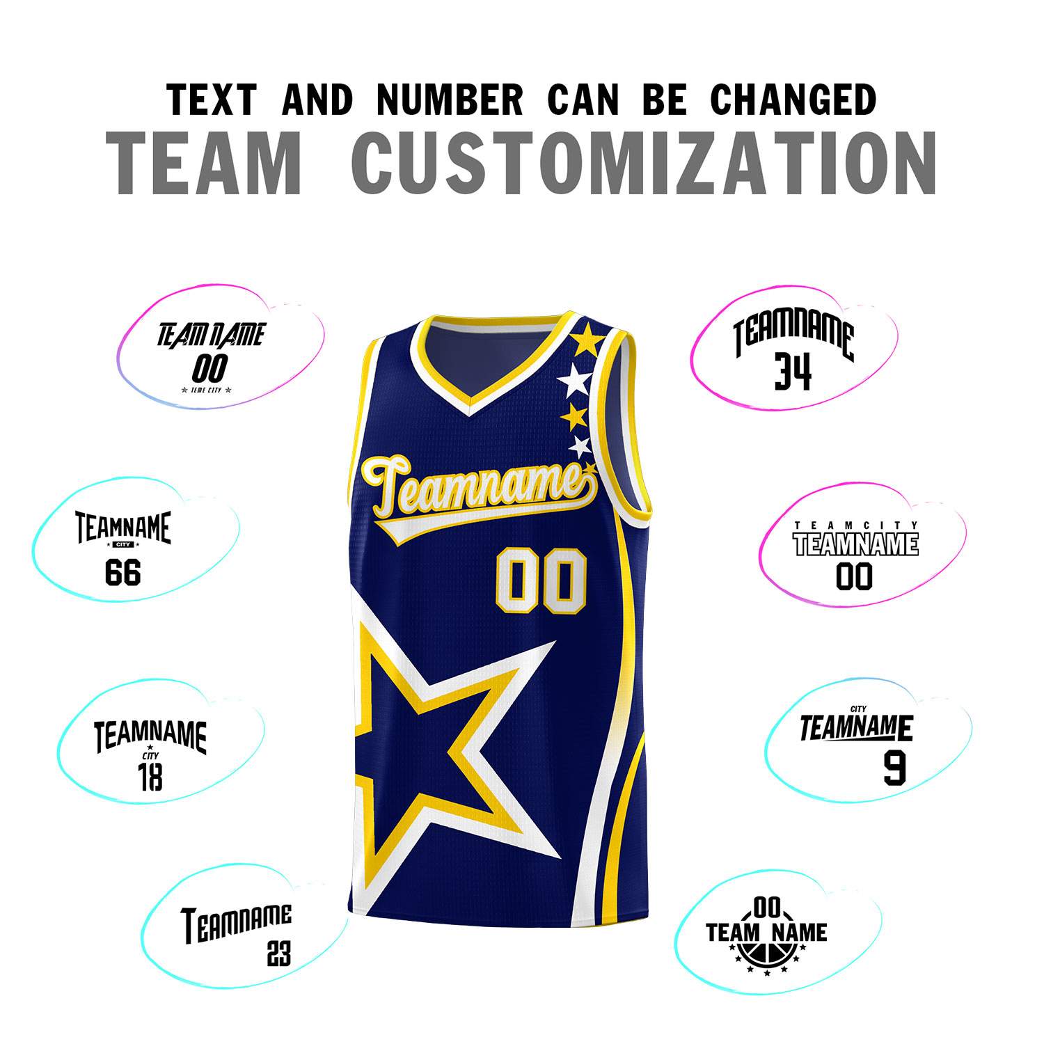 Custom Navy Shoulder Stars Graffiti Pattern Sets Basketball Jersey