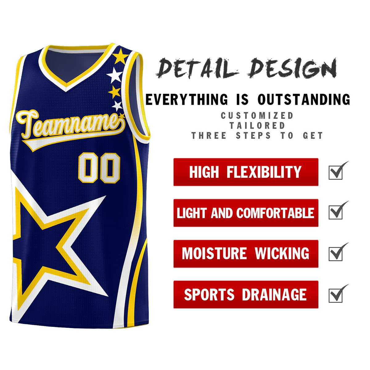 Custom Navy Shoulder Stars Graffiti Pattern Sets Basketball Jersey