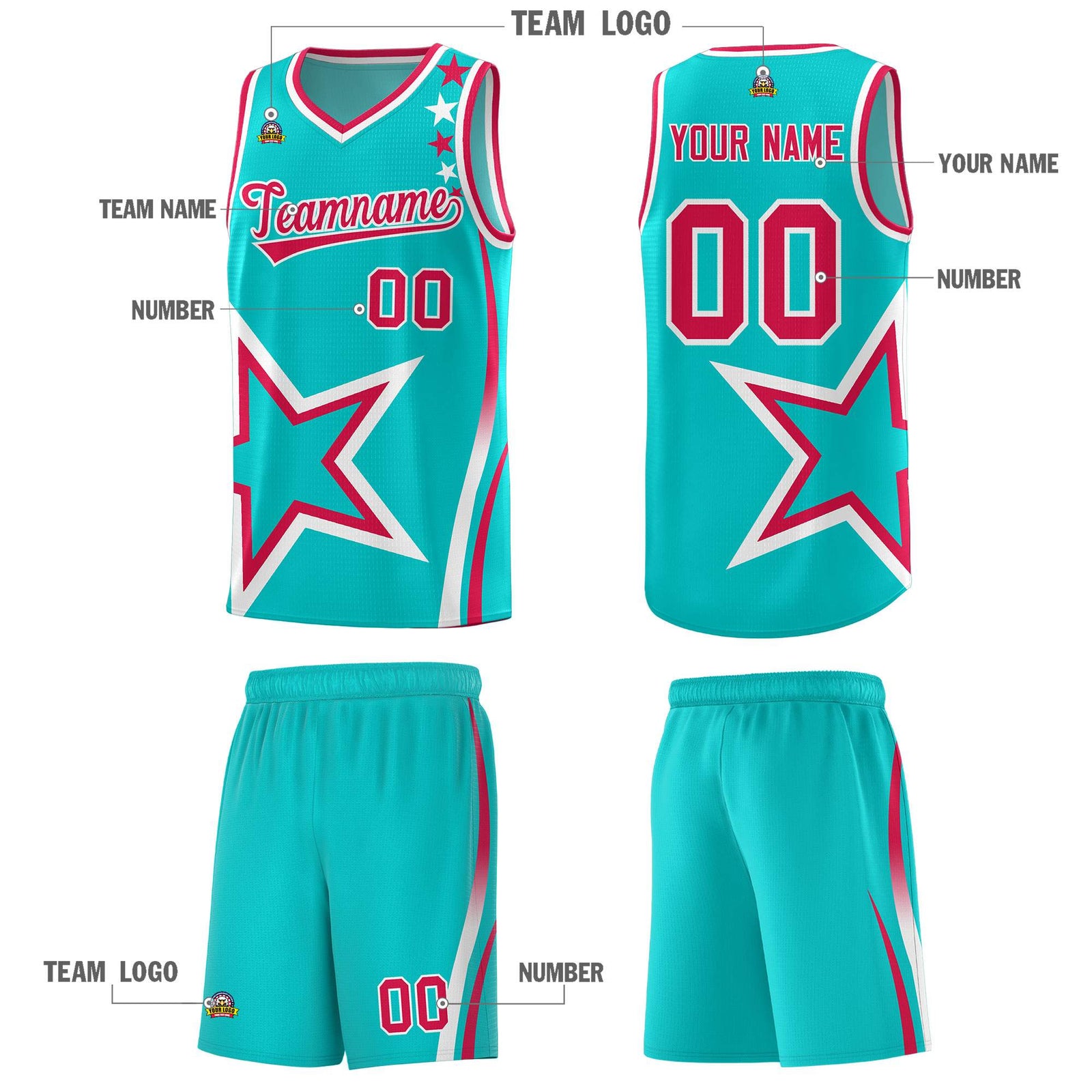 Custom Aqua Shoulder Stars Graffiti Pattern Sets Basketball Jersey